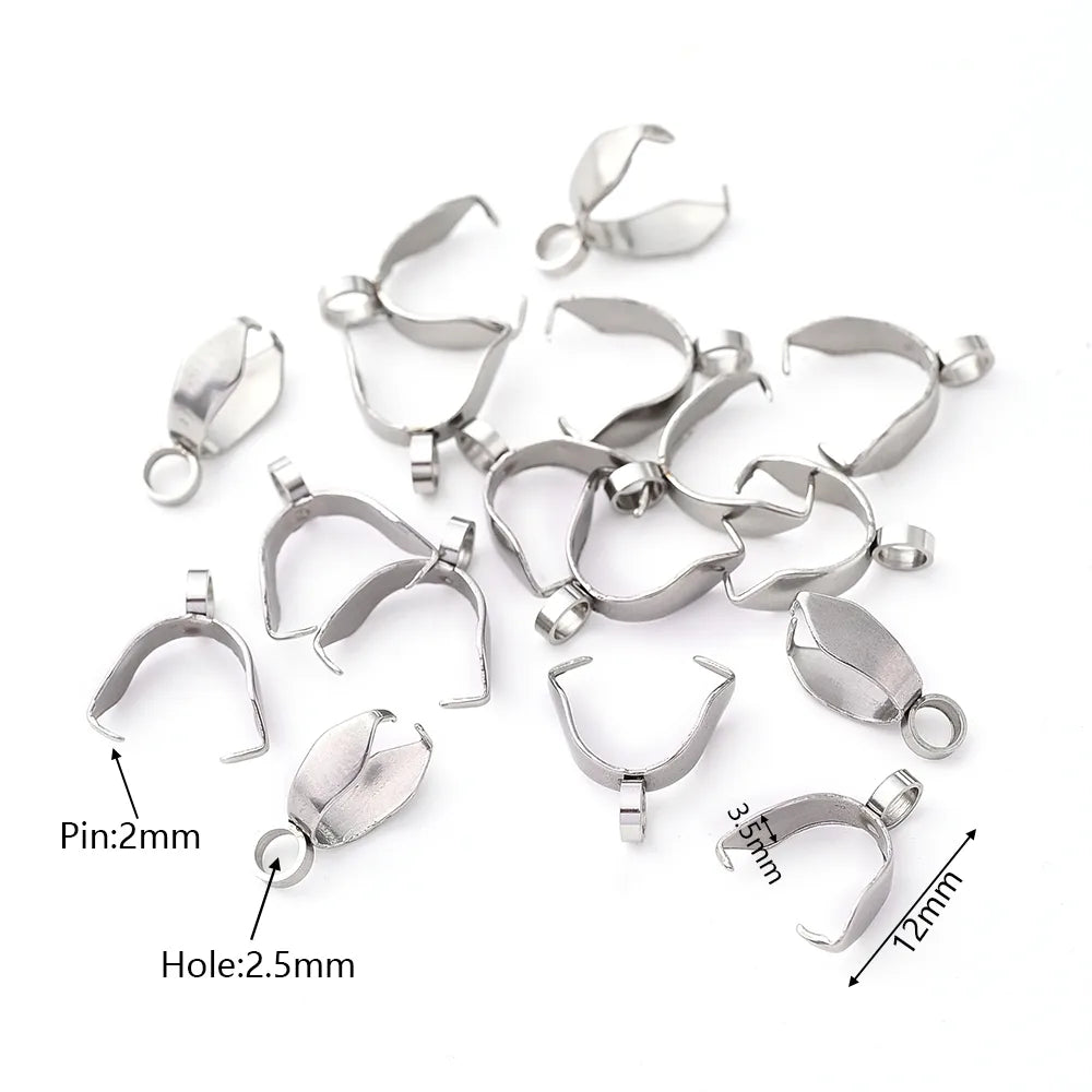 50 PCS/Package 11x3.5mm 12x3.5mm 9x3.5mm Hole 2~2.9mm 201 Stainless Steel Simple Solid Color Polished Pendant Melon Seed Buckle