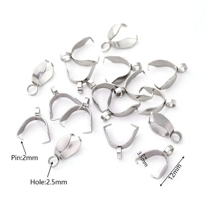 50 PCS/Package 11x3.5mm 12x3.5mm 9x3.5mm Hole 2~2.9mm 201 Stainless Steel Simple Solid Color Polished Pendant Melon Seed Buckle