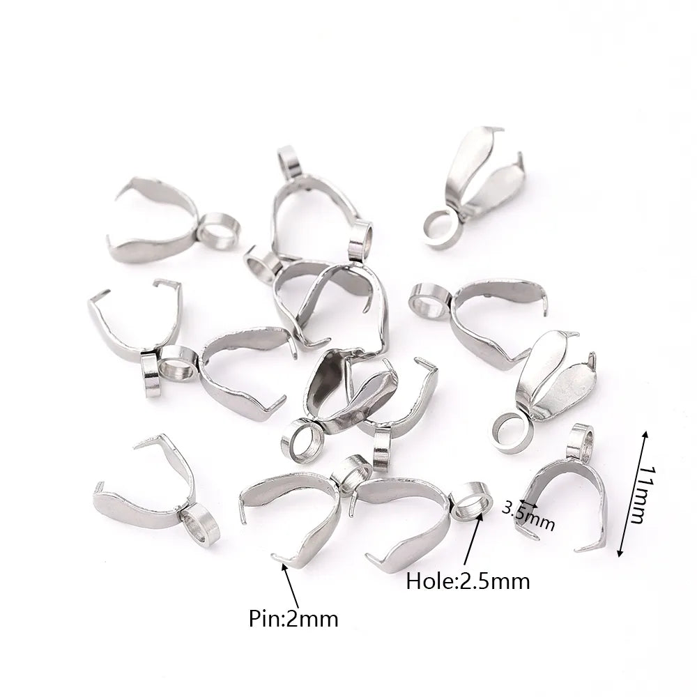 50 PCS/Package 11x3.5mm 12x3.5mm 9x3.5mm Hole 2~2.9mm 201 Stainless Steel Simple Solid Color Polished Pendant Melon Seed Buckle