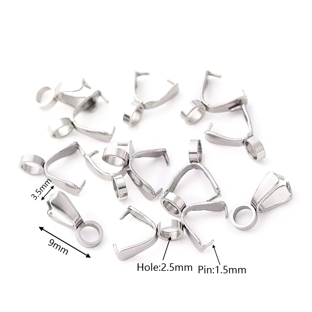 50 PCS/Package 11x3.5mm 12x3.5mm 9x3.5mm Hole 2~2.9mm 201 Stainless Steel Simple Solid Color Polished Pendant Melon Seed Buckle