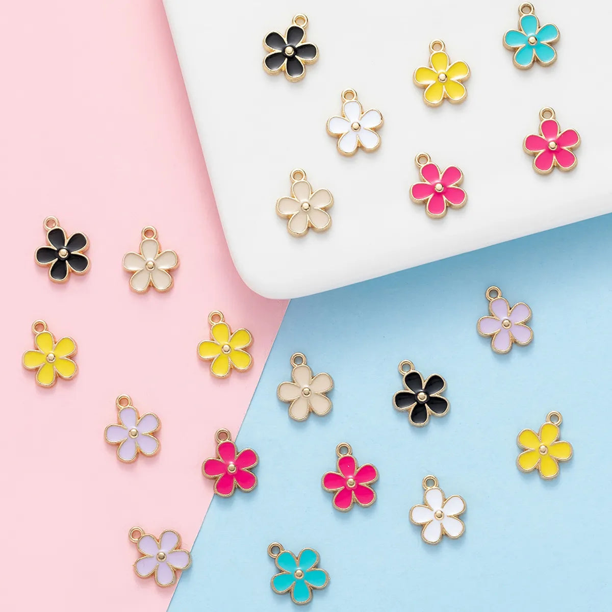 10 PCS/Package 13 * 16mm Alloy Flower Polished Pendant