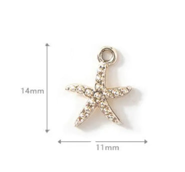 10 PCS/Package 14*11mm 8 * 7mm Alloy Starfish Pendant