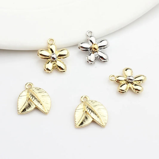 10 PCS/Package 14*16MM Alloy Leaf Flower Pendant