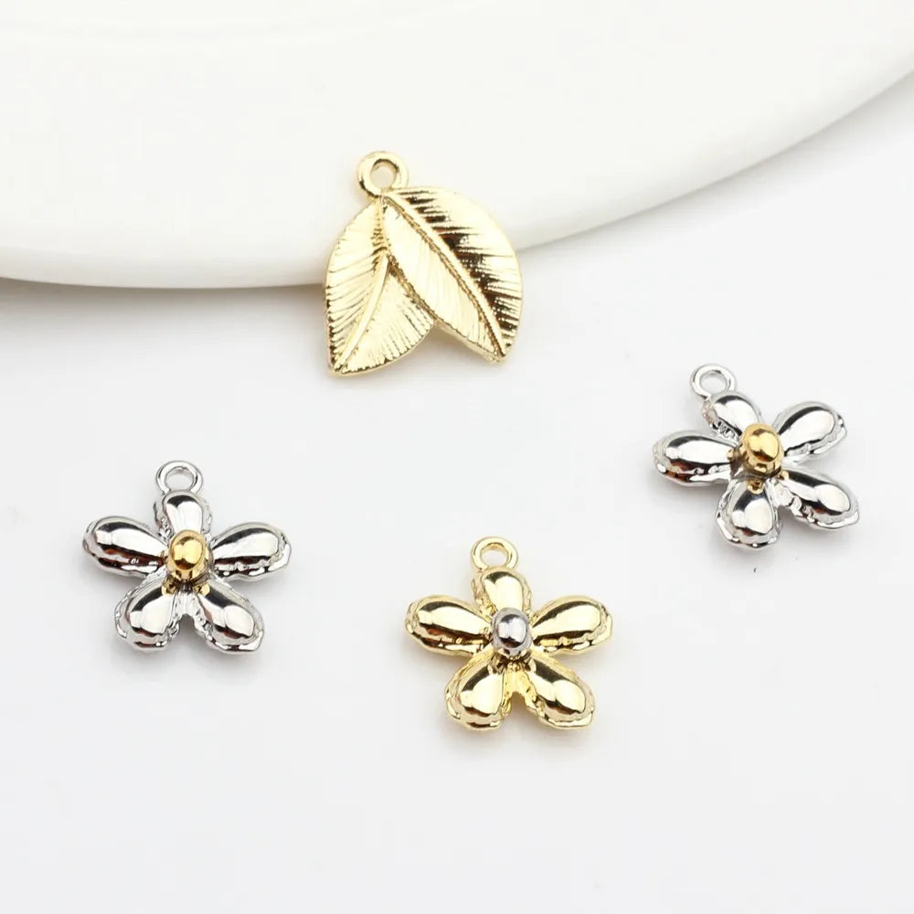 10 PCS/Package 14*16MM Alloy Leaf Flower Pendant