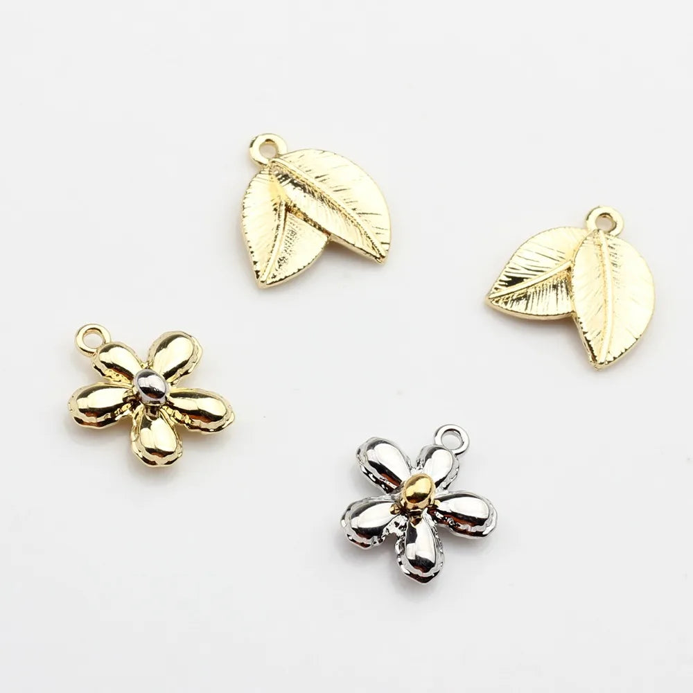 10 PCS/Package 14*16MM Alloy Leaf Flower Pendant