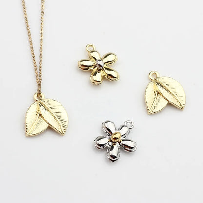 10 PCS/Package 14*16MM Alloy Leaf Flower Pendant