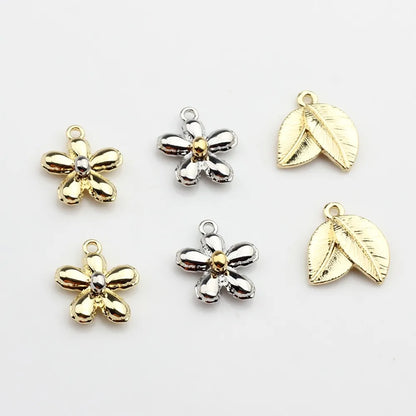 10 PCS/Package 14*16MM Alloy Leaf Flower Pendant