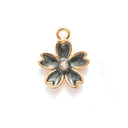 10 PCS/Package 14 * 17mm Alloy Rhinestones Pearl Flower Polished Pendant