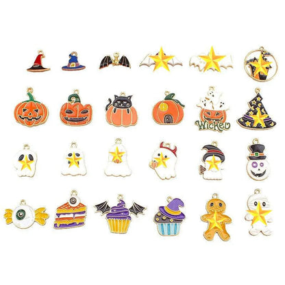 10 PCS/Package 14*25mm 15*13mm 19*11mm Alloy Pumpkin Bat Ghost Pendant