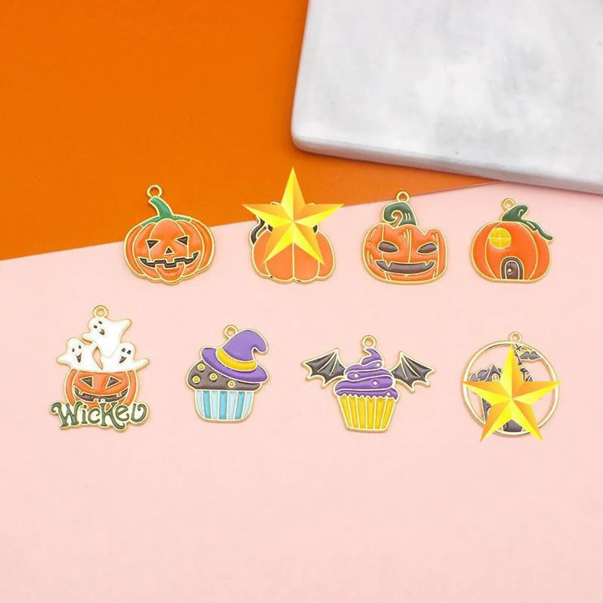 10 PCS/Package 14*25mm 15*13mm 19*11mm Alloy Pumpkin Bat Ghost Pendant