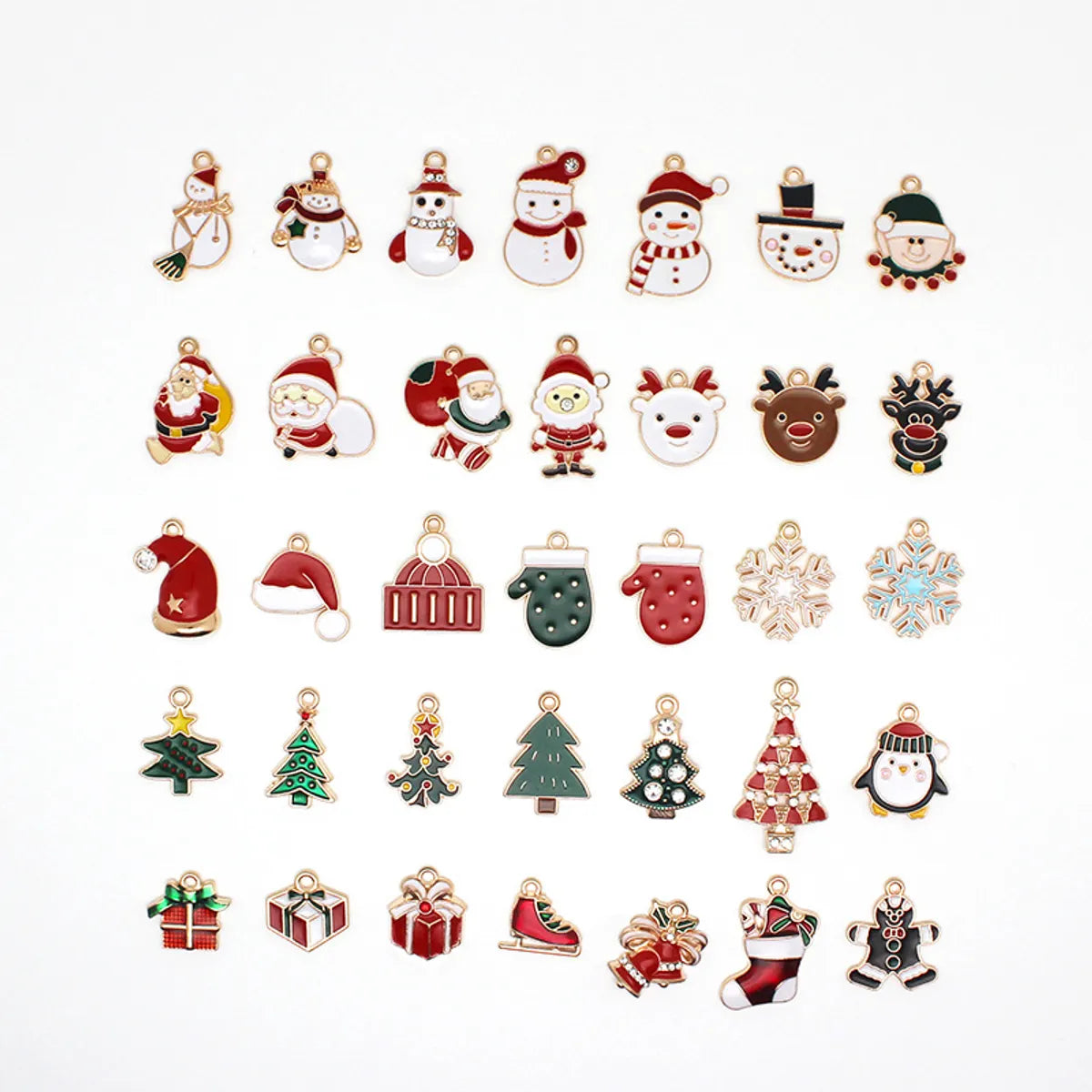 10 PCS/Package 15*15mm 18*33mm 20*22MM Alloy Rhinestones Christmas Tree Santa Claus Elk Pendant