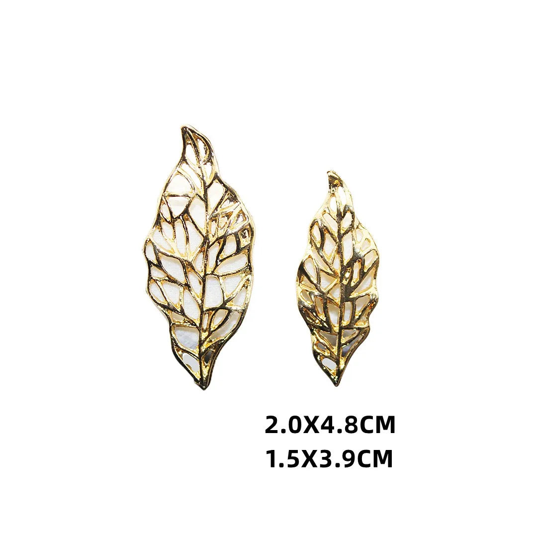 10 PCS/Package 15 * 39mm 20 * 48mm Zinc Alloy Leaves Polished Pendant