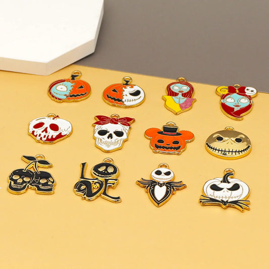 10 PCS/Package 16*30mm 19 * 21mm 20 * 23mm Alloy Pumpkin Bow Knot Skull Pendant