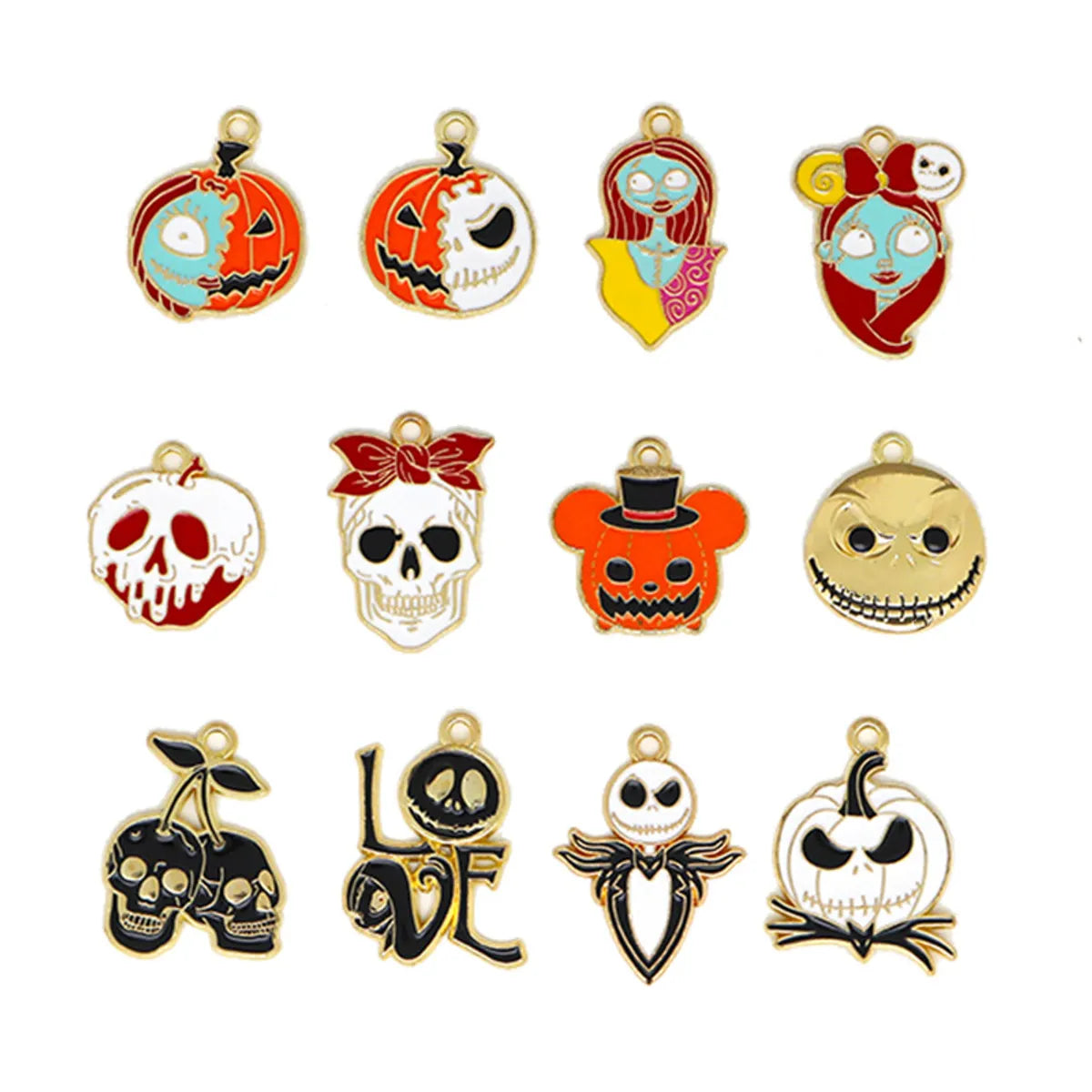 10 PCS/Package 16*30mm 19 * 21mm 20 * 23mm Alloy Pumpkin Bow Knot Skull Pendant