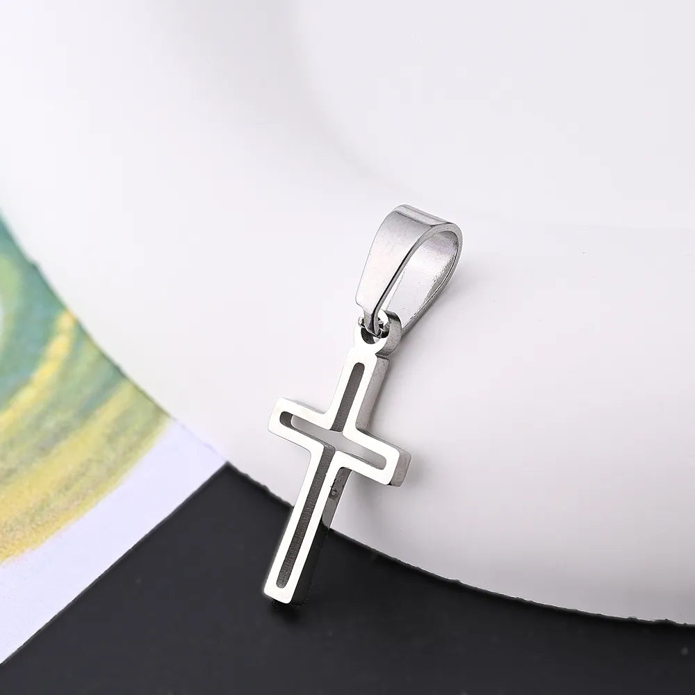 10 Pcs/Package 19.5x11mm 7x3.5mm 304 Stainless Steel 18K Gold Plated Rose Gold Plated Cross Simple Solid Color Polished Pendant