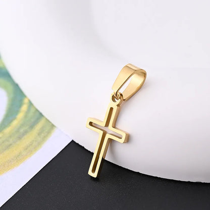 10 Pcs/Package 19.5x11mm 7x3.5mm 304 Stainless Steel 18K Gold Plated Rose Gold Plated Cross Simple Solid Color Polished Pendant