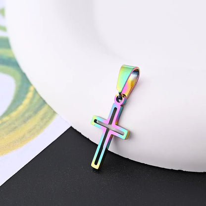 10 Pcs/Package 19.5x11mm 7x3.5mm 304 Stainless Steel 18K Gold Plated Rose Gold Plated Cross Simple Solid Color Polished Pendant