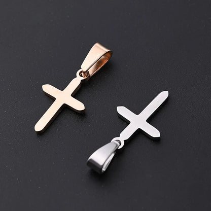 10 Pcs/Package 19x12  Mm 7x3.5mm 304 Stainless Steel 18K Gold Plated Rose Gold Plated Cross Simple Solid Color Polished Pendant