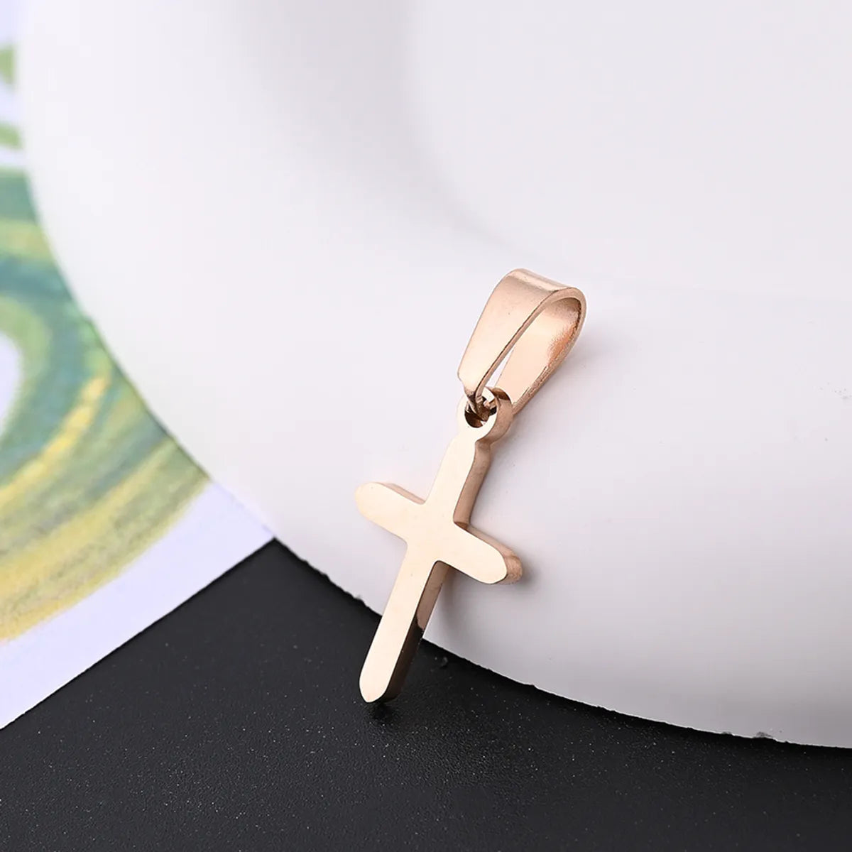 10 Pcs/Package 19x12  Mm 7x3.5mm 304 Stainless Steel 18K Gold Plated Rose Gold Plated Cross Simple Solid Color Polished Pendant