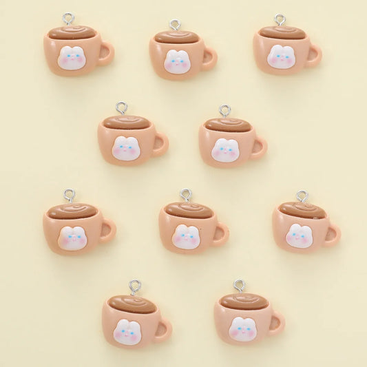 10 PCS/Package 2*2.2cm Resin Cartoon Coffee Cup Pendant