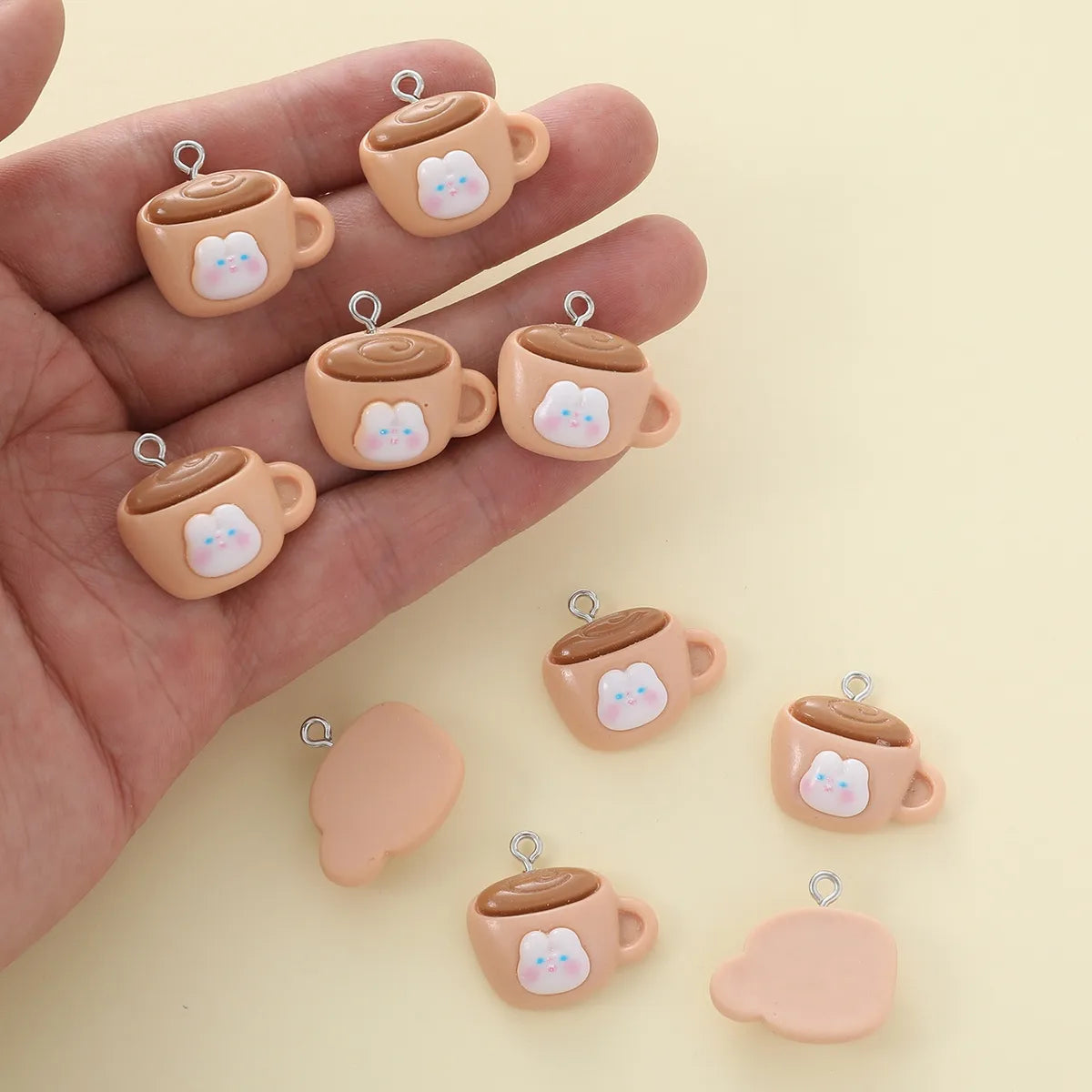 10 PCS/Package 2*2.2cm Resin Cartoon Coffee Cup Pendant