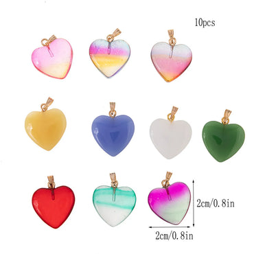 10 PCS/Package 20*20mm Glass Heart Shape Pendant