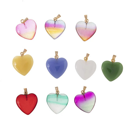 10 PCS/Package 20*20mm Glass Heart Shape Pendant