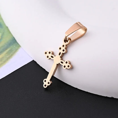 10 Pcs/Package 21x13mm 7x3.5mm 304 Stainless Steel 18K Gold Plated Rose Gold Plated Cross Simple Solid Color Polished Pendant