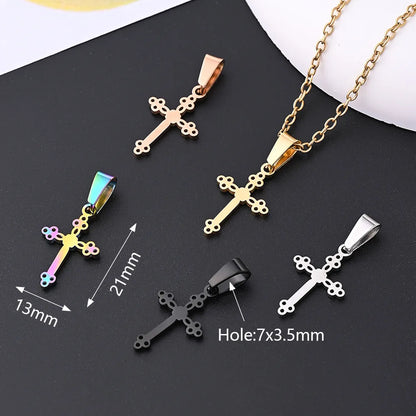 10 Pcs/Package 21x13mm 7x3.5mm 304 Stainless Steel 18K Gold Plated Rose Gold Plated Cross Simple Solid Color Polished Pendant