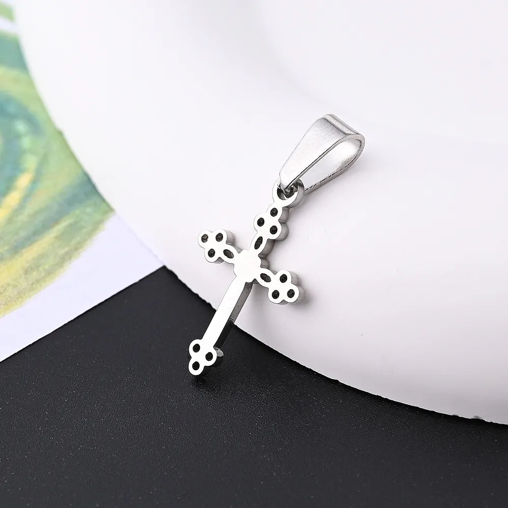 10 Pcs/Package 21x13mm 7x3.5mm 304 Stainless Steel 18K Gold Plated Rose Gold Plated Cross Simple Solid Color Polished Pendant