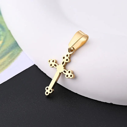 10 Pcs/Package 21x13mm 7x3.5mm 304 Stainless Steel 18K Gold Plated Rose Gold Plated Cross Simple Solid Color Polished Pendant