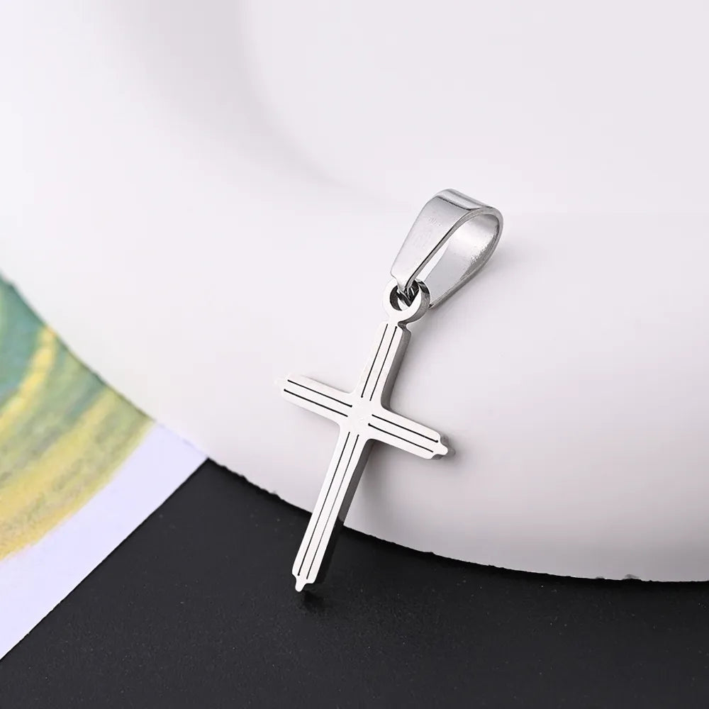 10 Pcs/Package 22x14mm 7x3.5mm 304 Stainless Steel 18K Gold Plated Rose Gold Plated Cross Simple Solid Color Polished Pendant