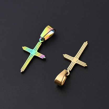 10 Pcs/Package 22x14mm 7x3.5mm 304 Stainless Steel 18K Gold Plated Rose Gold Plated Cross Simple Solid Color Polished Pendant