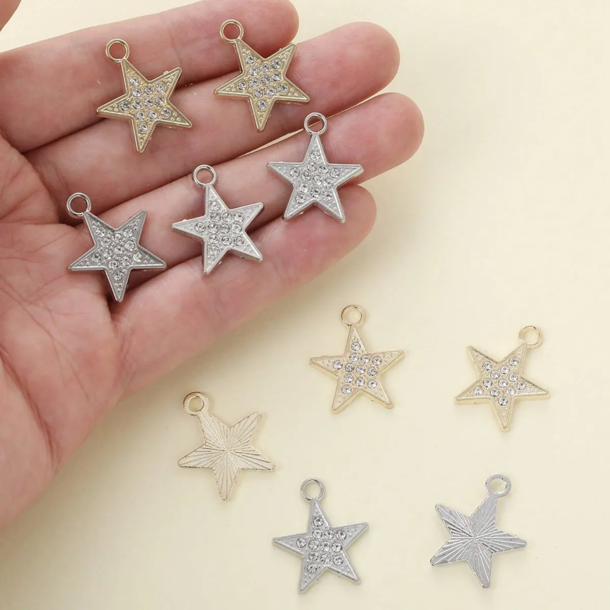 10 PCS/Package 2.5*1.8cm Alloy Rhinestones Pentagram Pendant