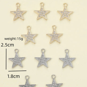 10 PCS/Package 2.5*1.8cm Alloy Rhinestones Pentagram Pendant