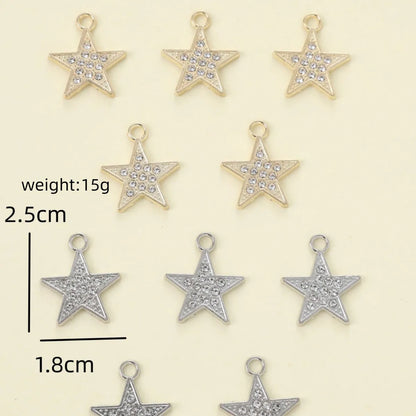 10 PCS/Package 2.5*1.8cm Alloy Rhinestones Pentagram Pendant