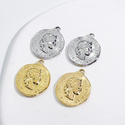 10 PCS/Package 304 Stainless Steel 14K Gold Plated Portrait Pendant