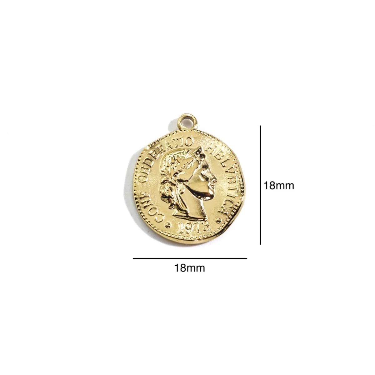 10 PCS/Package 304 Stainless Steel 14K Gold Plated Portrait Pendant