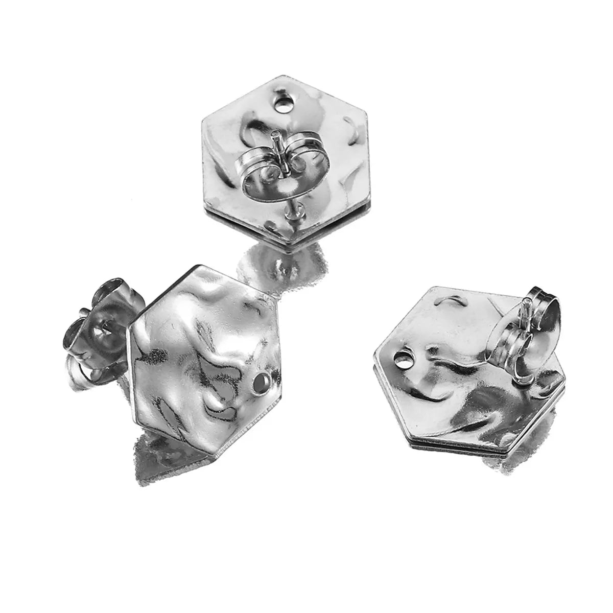 10 PCS/Package 304 Stainless Steel 18K Gold Plated Hexagon Polished Earring Findings