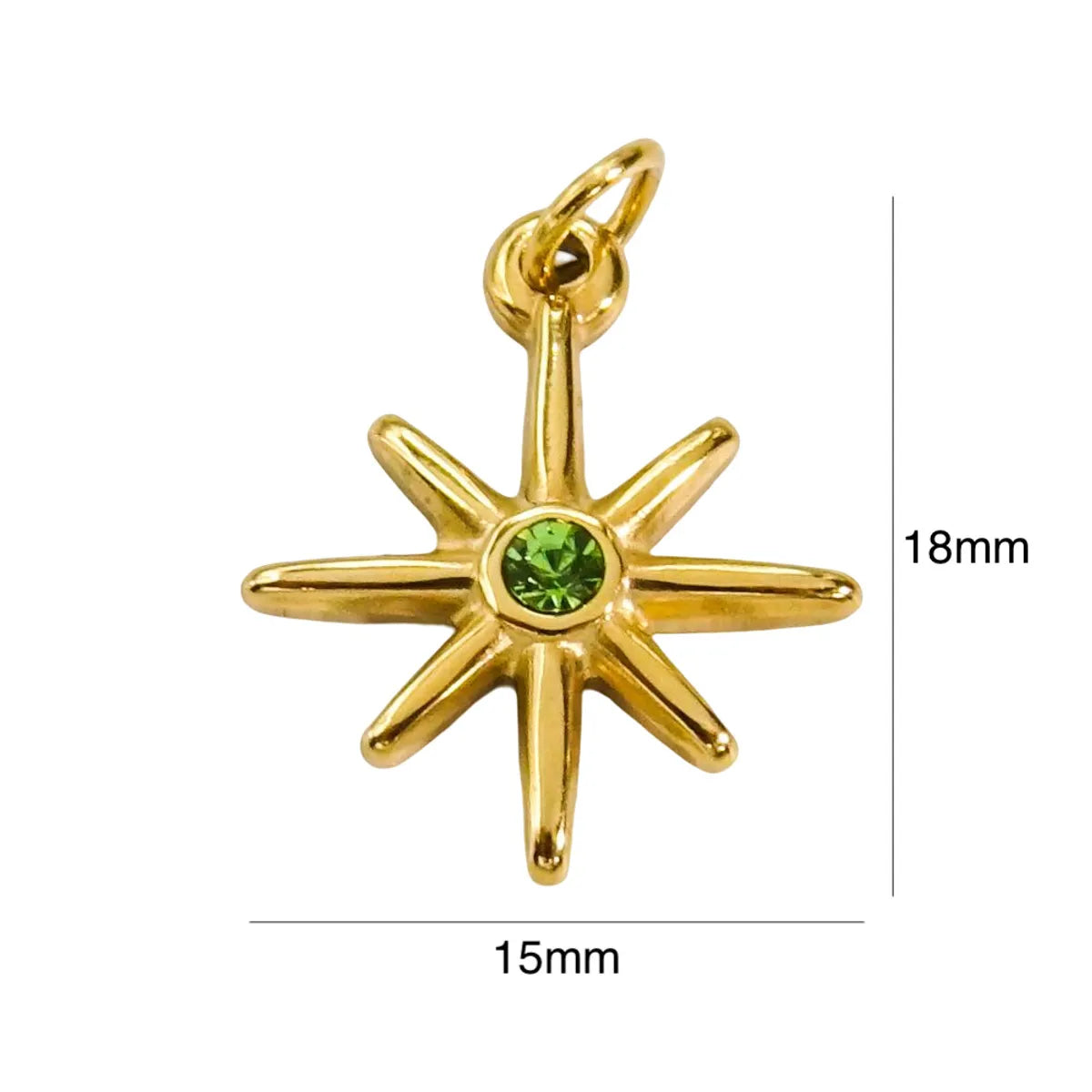 10 PCS/Package 304 Stainless Steel Rhinestone Rhinestones 14K Gold Plated Solid Color Pendant