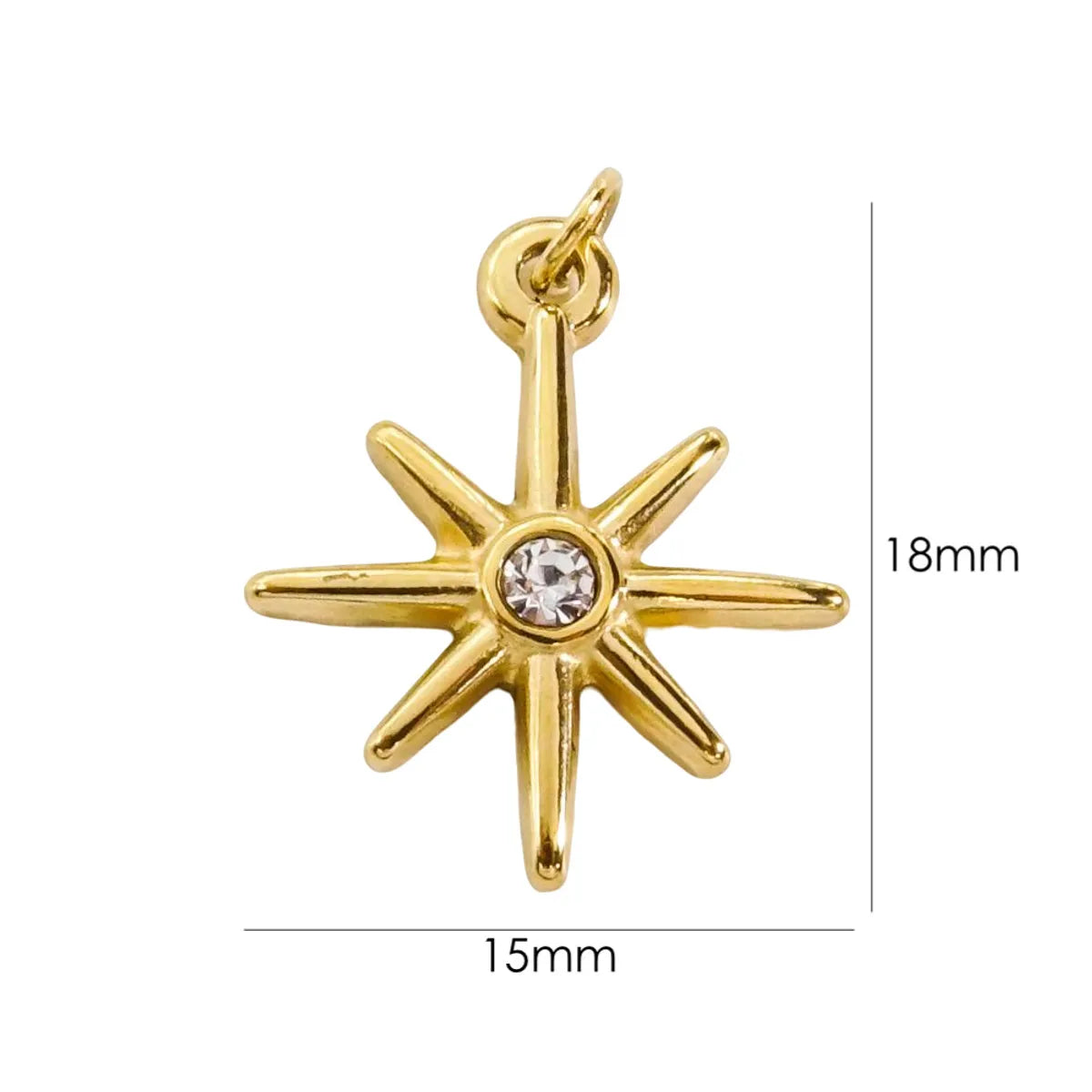 10 PCS/Package 304 Stainless Steel Rhinestone Rhinestones 14K Gold Plated Solid Color Pendant