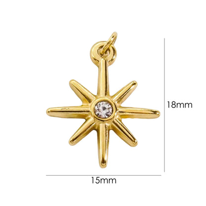 10 PCS/Package 304 Stainless Steel Rhinestone Rhinestones 14K Gold Plated Solid Color Pendant