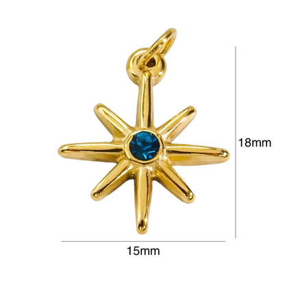 10 PCS/Package 304 Stainless Steel Rhinestone Rhinestones 14K Gold Plated Solid Color Pendant