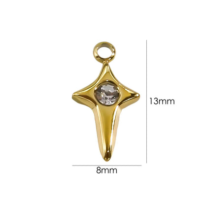 10 PCS/Package 304 Stainless Steel Rhinestone Rhinestones 14K Gold Plated Solid Color Pendant