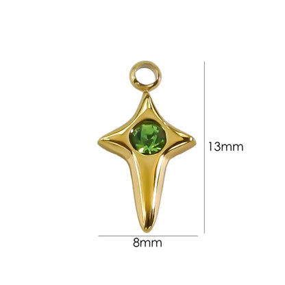 10 PCS/Package 304 Stainless Steel Rhinestone Rhinestones 14K Gold Plated Solid Color Pendant