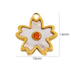 10 PCS/Package 304 Stainless Steel Shell Rhinestones Shell 14K Gold Plated Flower Pendant