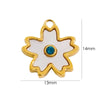 10 PCS/Package 304 Stainless Steel Shell Rhinestones Shell 14K Gold Plated Flower Pendant