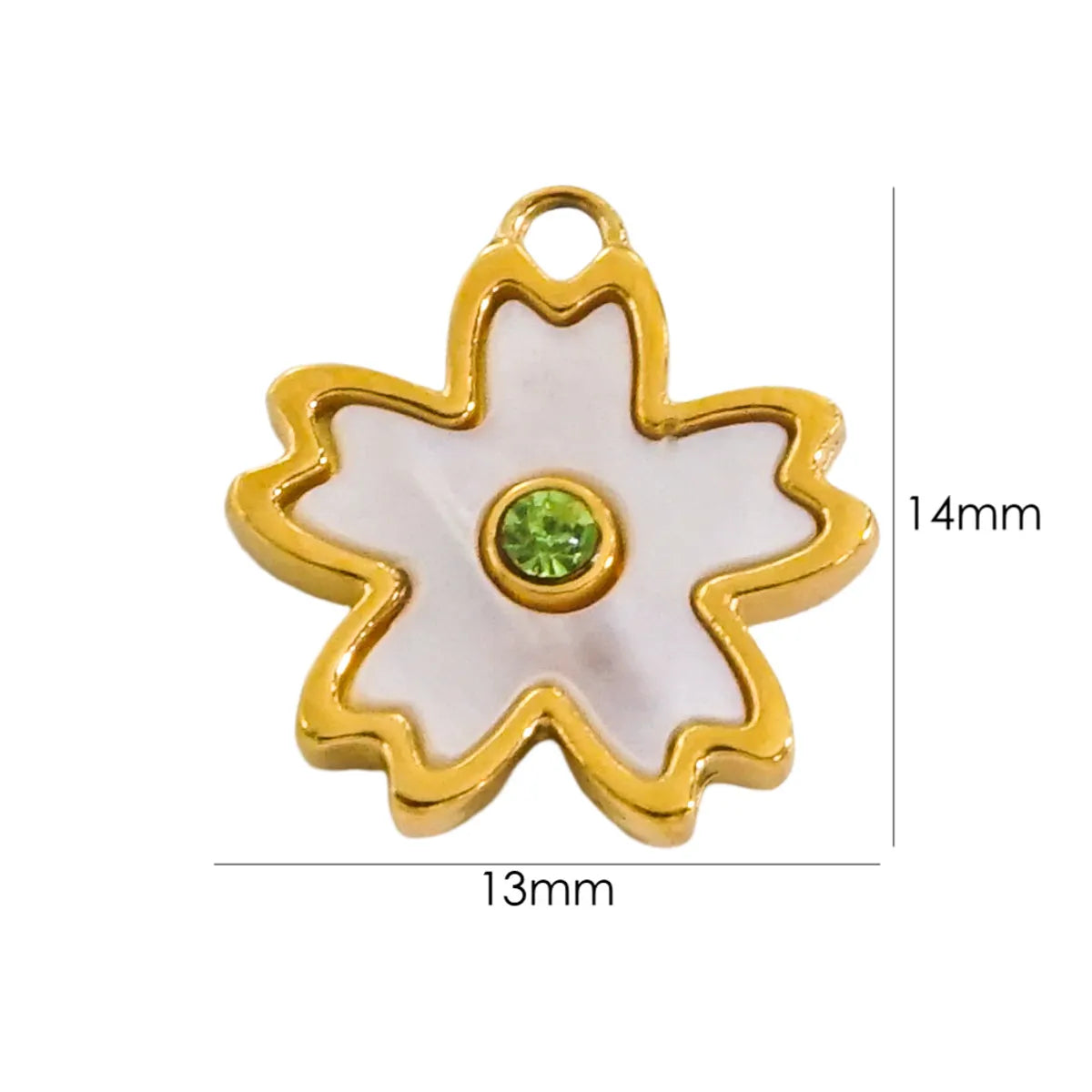 10 PCS/Package 304 Stainless Steel Shell Rhinestones Shell 14K Gold Plated Flower Pendant