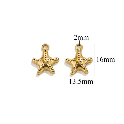 10 PCS/Package 304 Stainless Steel Starfish Dolphin Pendant