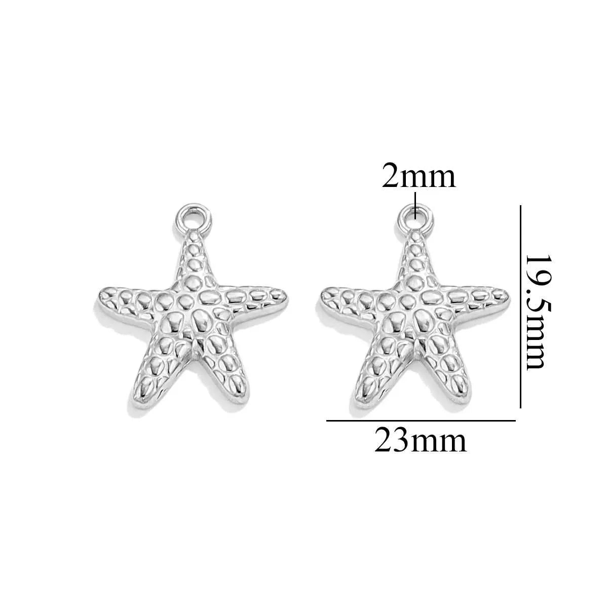 10 PCS/Package 304 Stainless Steel Starfish Dolphin Pendant